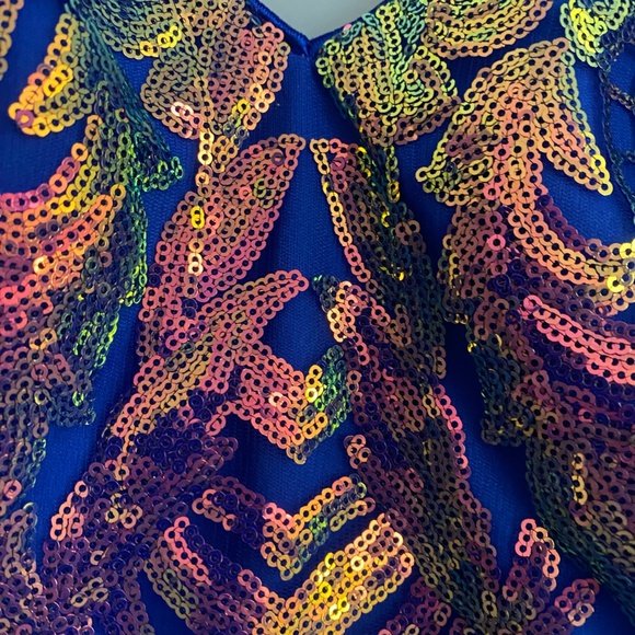 Juniors Size 5 City Vibes Prom/Homecoming Blue Purple Rhinestone Cocktail Dress - Picture 3 of 4